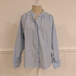 Joie Light Blue White Polka Dot Blouse size small XS